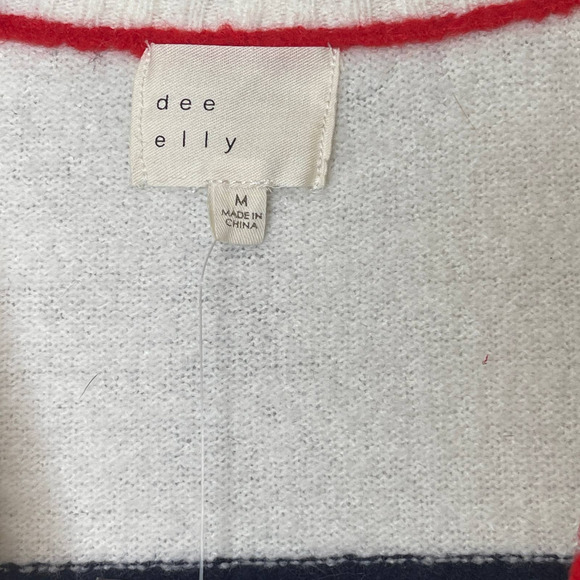 NWT Dee Elly cardigan Sweater Size Medium Red White and Blue - Picture 9 of 10
